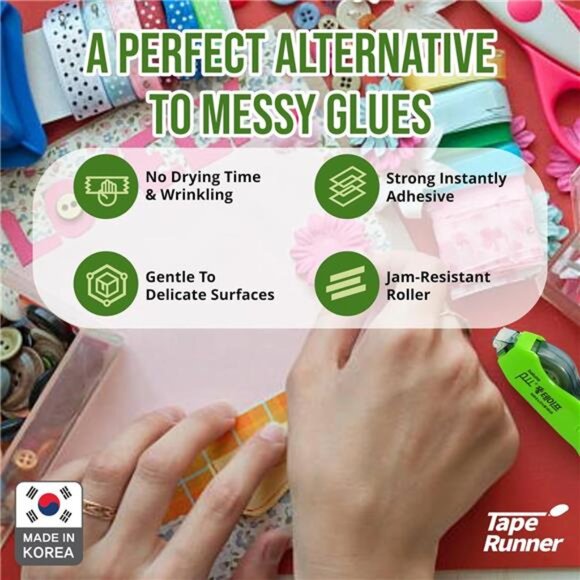 Tape Runner - Double Sided Adhesive with Dispenser Roller Included - Acid Free - Picture 3 of 7